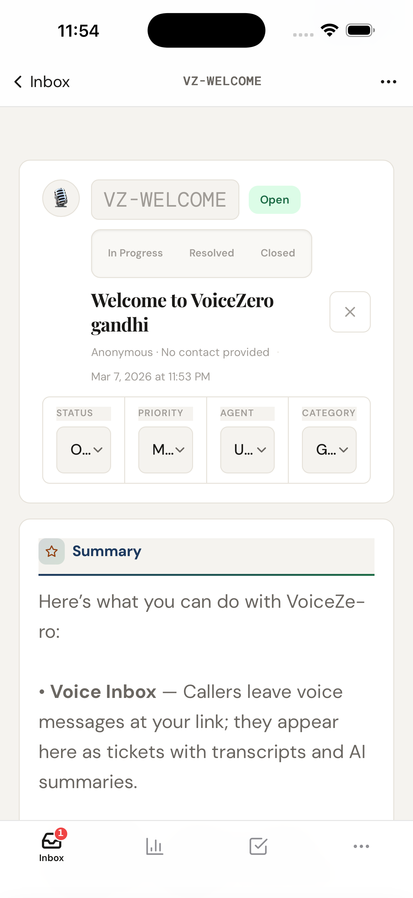 AI-powered ticket detail